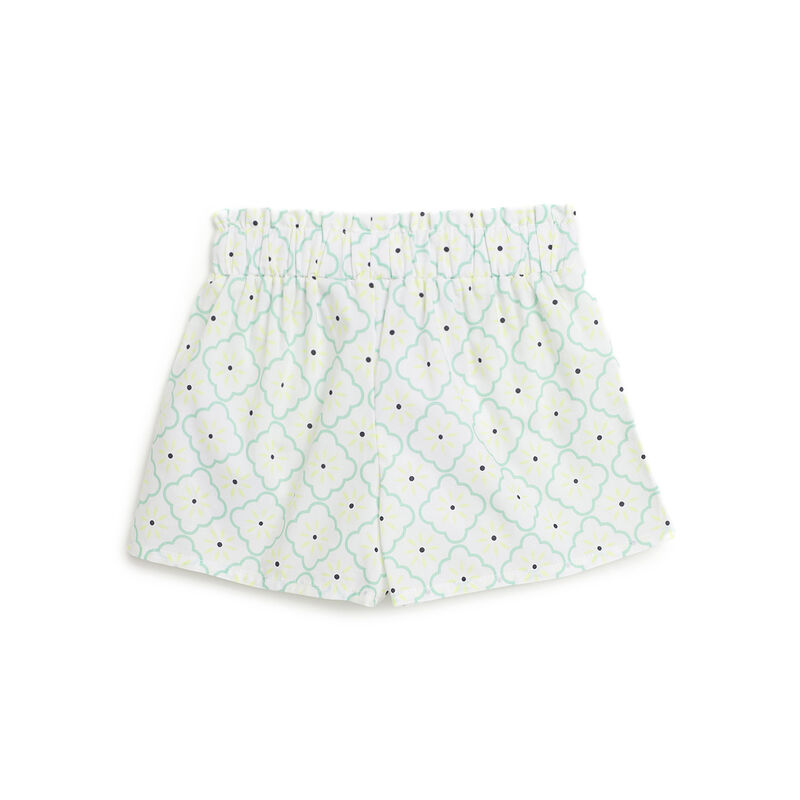 Girls White and Yellow Printed Short Trousers image number 1